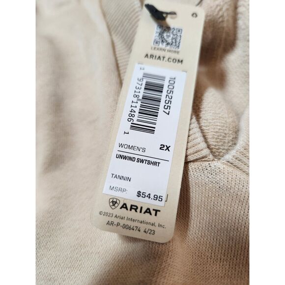 Ariat Unwind French Terry Sweatshirt Women’s 2X Tannin – Pullover - Picture 6 of 10
